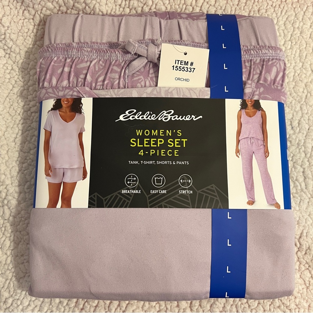 Eddie Bauer 🎁 NWT Women's Orchid Sleepwear Set - 4 Piece Size Large